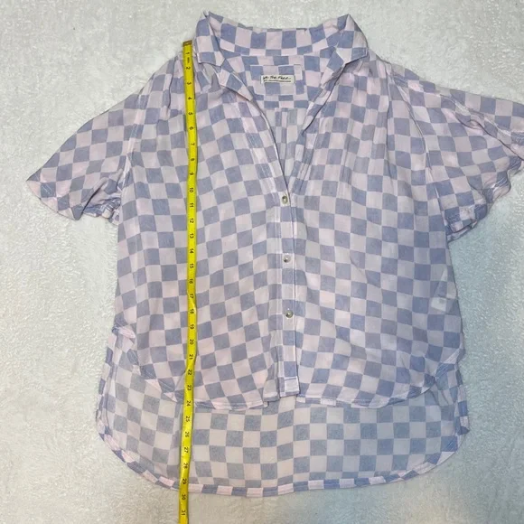 Free People Cotton Candy Easy Living Checker board Button Down Skirt Skater - Picture 13 of 14